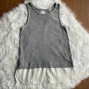 J.Crew Factory Grey Sleeveless Tank with Silk Layered Hem